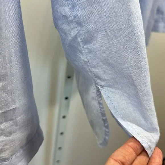 J. MCLAUGHLIN Women's Cotton Long Sleeve Popover Tunic Blouse Blue Size Medium - Picture 7 of 9